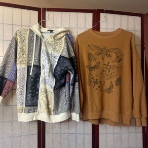 Forever 21 Paisley Sweat Jacket Med & American Eagle XS/tp/exch 2 in 1 lot